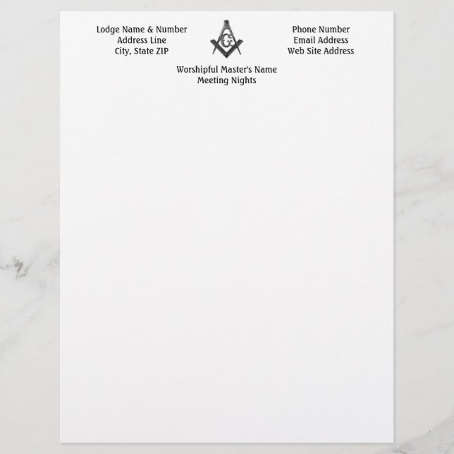 Vintage Style Masonic Lodge Letterhead (Front)