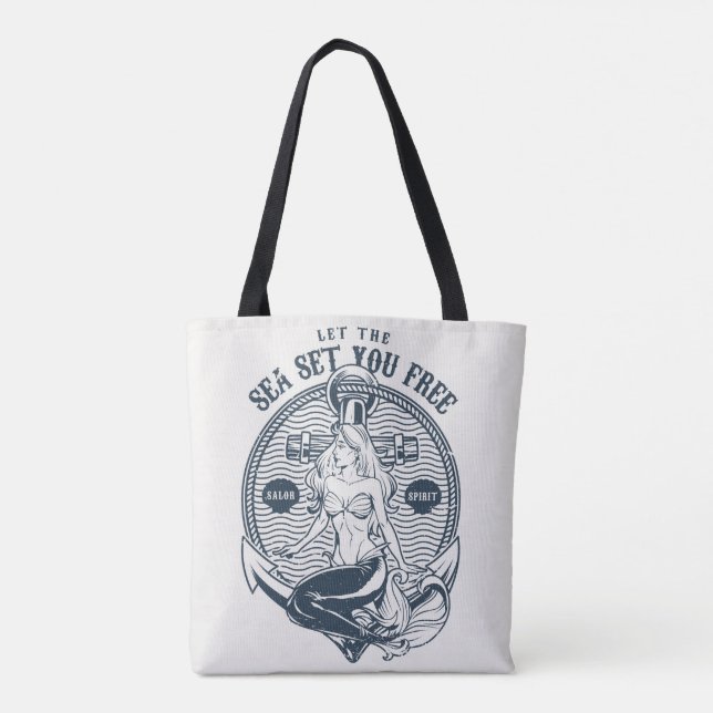 Vintage Style Mermaid Tote Bag (Back)