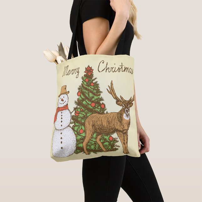 Vintage Style Merry Christmas Tote Bag (Creator Uploaded)
