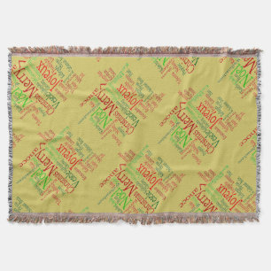 Vintage Style Merry Christmas Translation Word Throw Blanket