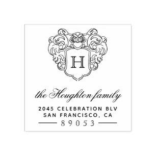 Vintage Style Monogram Frame Return Address Rubber Stamp