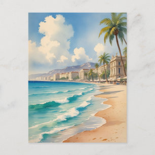 Vintage Style Monte Carlo Beach Travel Holiday Postcard