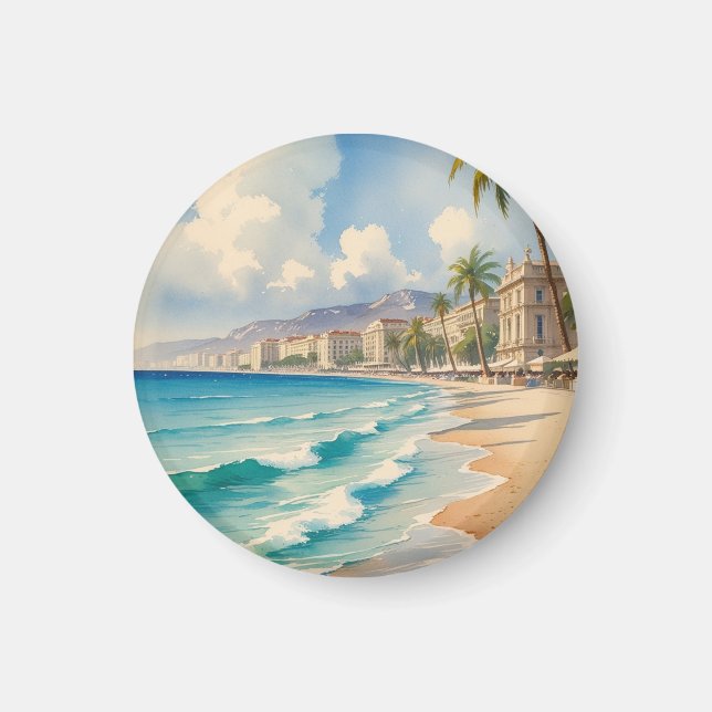 Vintage Style Monte Carlo Beach Travel Magnet (Front)