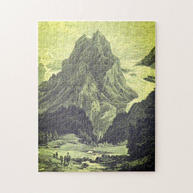 Vintage Style Mountain Peak Illustration Puzzle (Vertical)