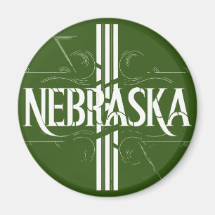 Vintage Style Nebraska Text Design Magnet