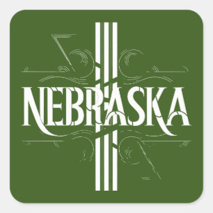 Vintage Style Nebraska Text Design Square Sticker