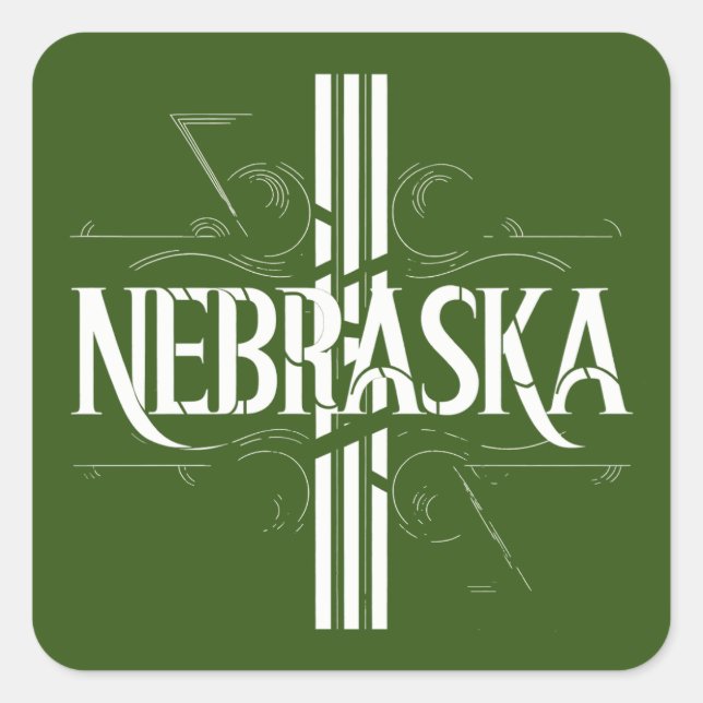 Vintage Style Nebraska Text Design Square Sticker (Front)