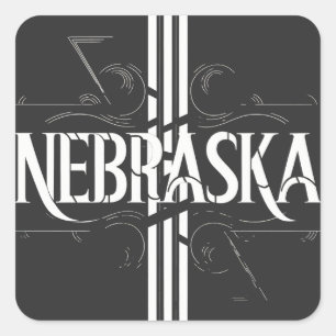 Vintage Style Nebraska Text Design Square Sticker