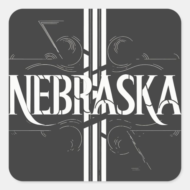 Vintage Style Nebraska Text Design Square Sticker (Front)