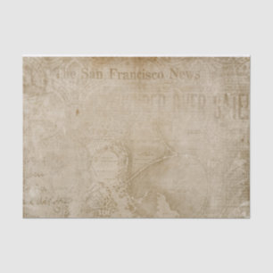 Vintage Style Newspaper on a Rustic Background Tissue Paper