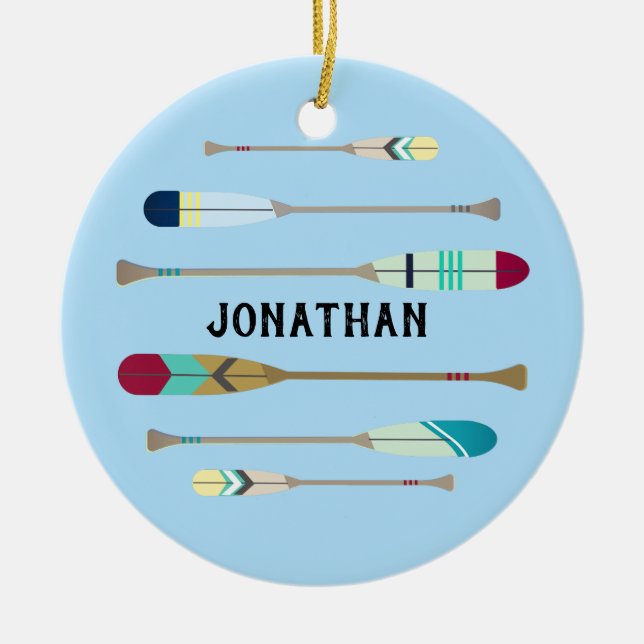 Vintage-style Oars Ceramic Ornament (Front)
