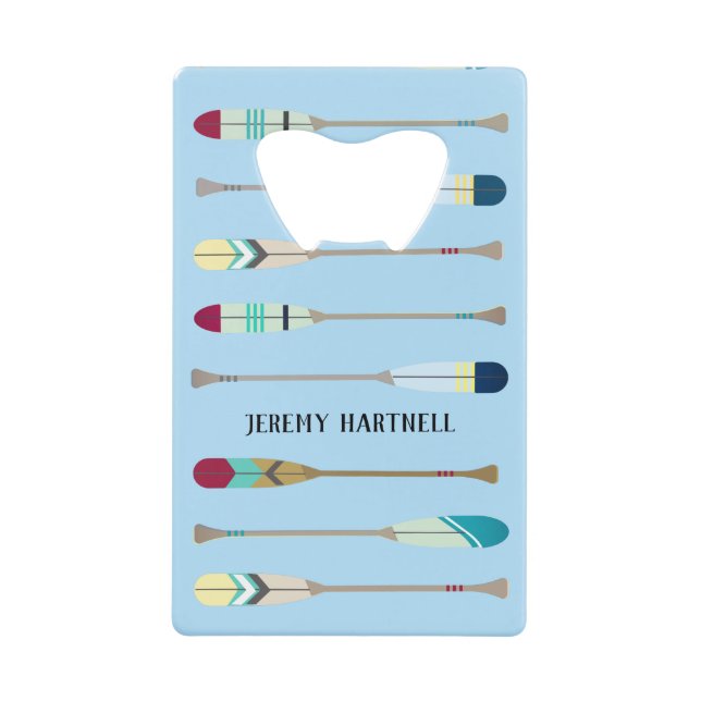 Vintage-style Oars Credit Card Bottle Opener (Front)