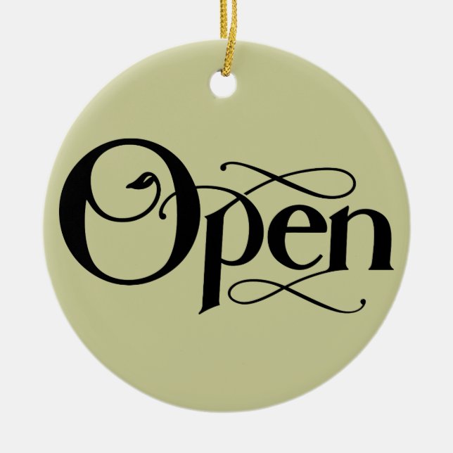Vintage Style Open Closed Sign Ceramic Ornament (Front)