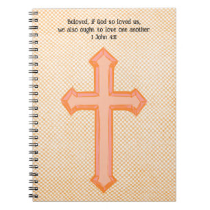 Vintage Style Orange Faith Cross Bible Verse Notebook