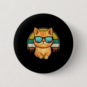 Vintage Style Orange Tabby Cat Friendly Wearing Su 2 Inch Round Button