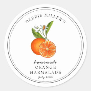 Vintage style Oranges on white Jam jar Classic Round Sticker