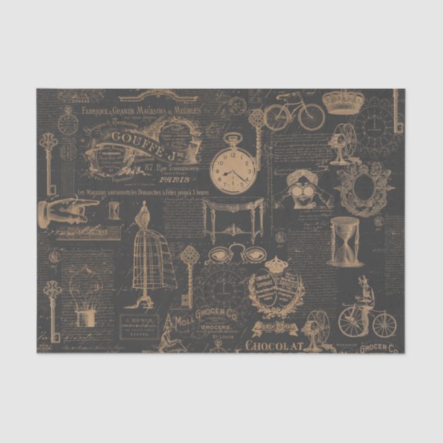 Vintage Style Paris | Old Script | Decoupage Tissue Paper (Front)