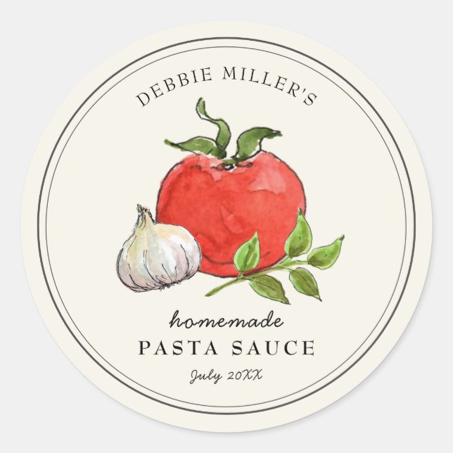 Vintage style Pasta sauce label on off-white (Front)