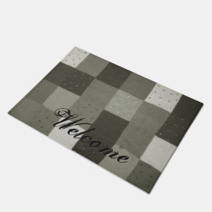 vintage style patchwork fabric design black white doormat