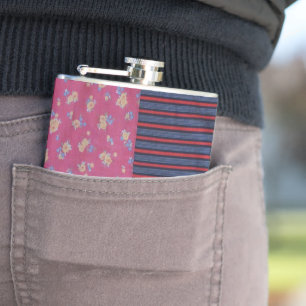 vintage style patchwork fabric design colourful hip flask