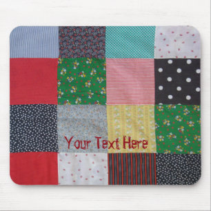 vintage style patchwork fabric design colourful mouse pad