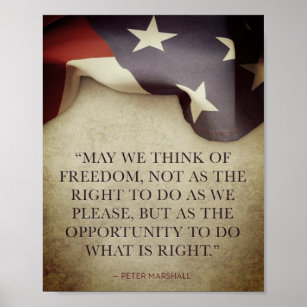 Vintage Style Patriot American Flag Freedom Quote Poster