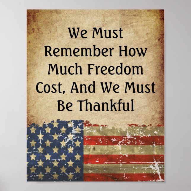 Vintage Style Patriot American Flag Freedom Quote Poster (Front)