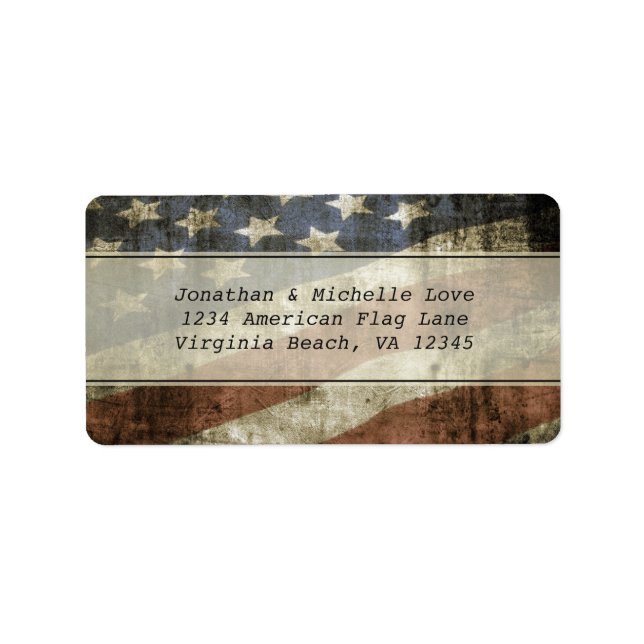 Vintage Style Patriotic American Flag Address Label (Front)