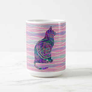 Vintage Style Pattern Cat Mug Coffee Cup