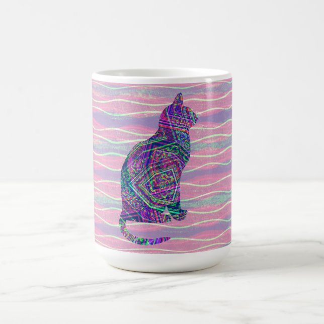 Vintage Style Pattern Cat Mug Coffee Cup (Center)