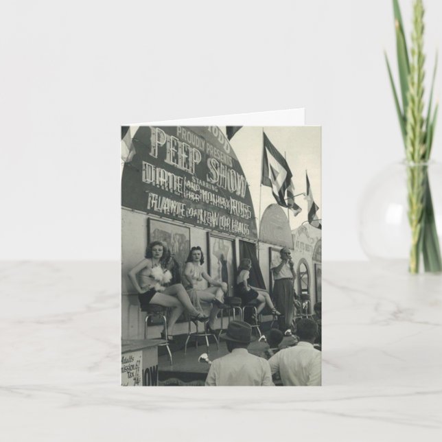 Vintage-Style Peep Show Note Card (Front)