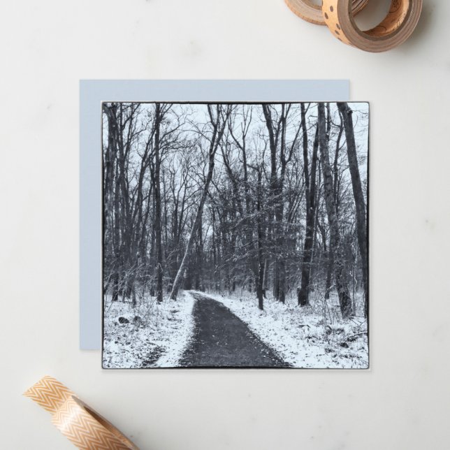 Vintage Style Photo Hiking Trail in Winter Card (Front/Back In Situ)