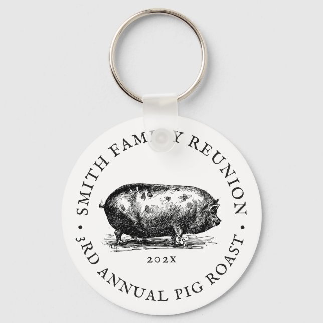 Vintage Style | Pig Roast Event | Family Reunion Keychain (Front)
