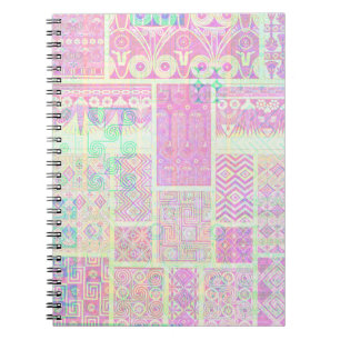 Vintage Style Pink Crazy Quilt Pattern Spiral Notebook