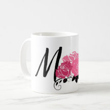 Vintage style pink flower mom coffee cup