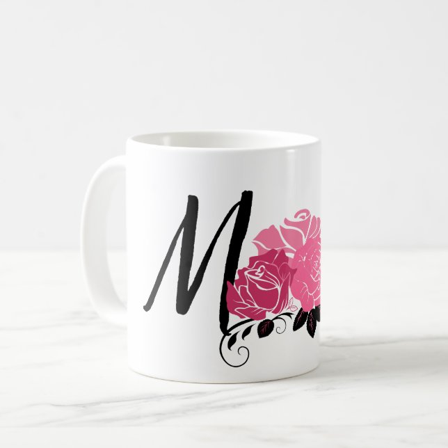 Vintage style pink flower mom coffee cup (Front Left)