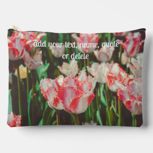 Vintage style pink fringed tulips accessory pouch