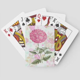 Vintage Style Pink Hydrangea Playing Cards