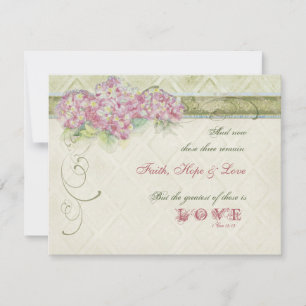 Vintage Style Pink Hydrangea - Save the Date Card