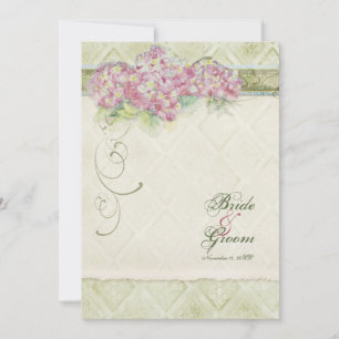 Vintage Style Pink Hydrangea - Wedding Invitation