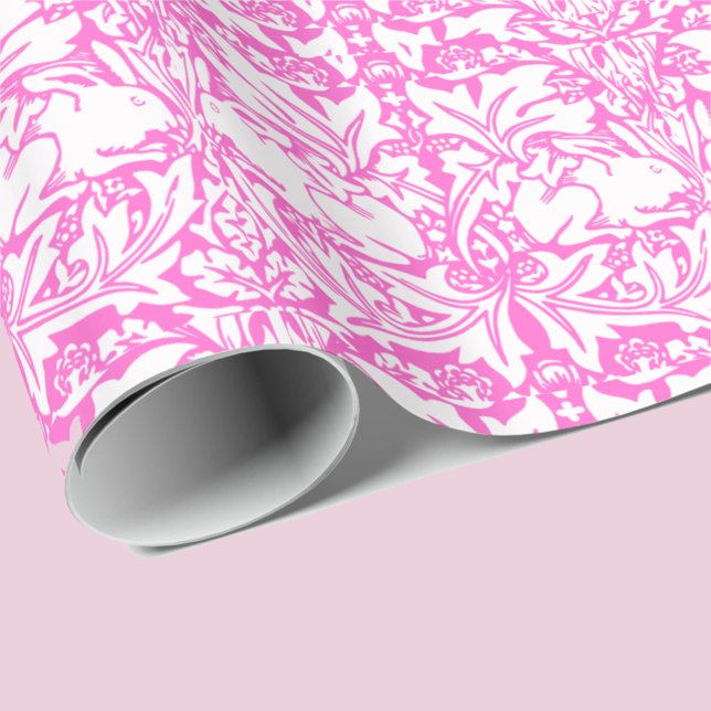 Vintage Style Pink Rabbit & Botanical  Wrapping Paper (Creator Uploaded)