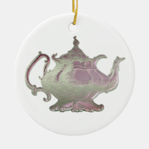 Vintage Style Pink Teapot Ceramic Ornament