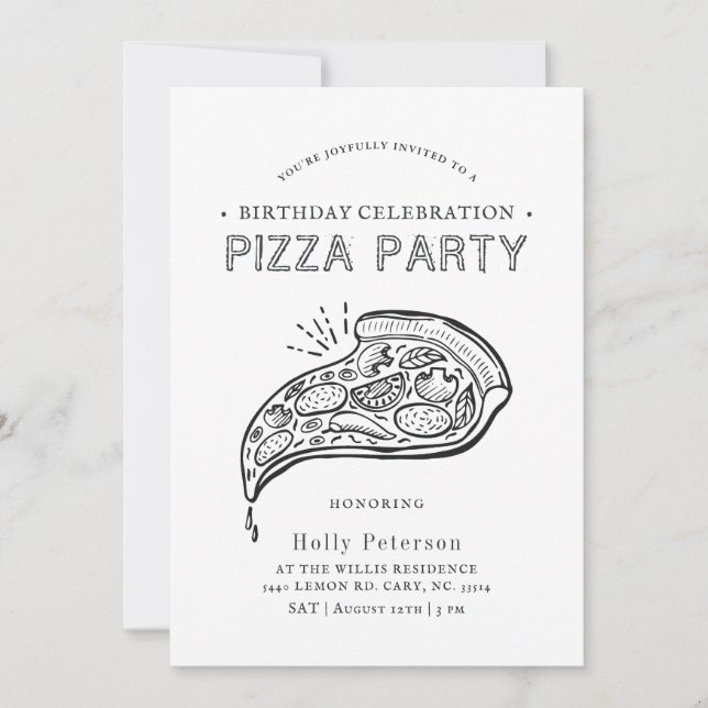 Vintage Style Pizza Party | Birthday Celebration Invitation (Front)