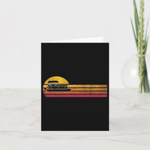 Vintage Style Pontoon Boat Silhouette Retro Boatin Card