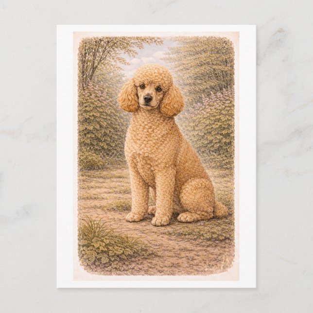 Vintage-Style Poodle Postcard (Front)