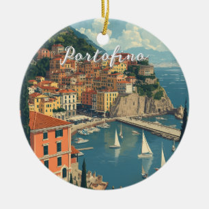 Vintage Style Portofino Genova Italy Ceramic Ornament