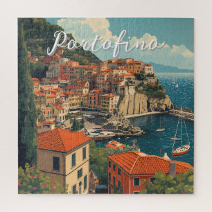 Vintage Style Portofino Genova Italy Jigsaw Puzzle