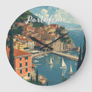 Vintage Style Portofino Genova Italy Large Clock