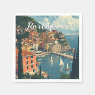 Vintage Style Portofino Genova Italy Napkin