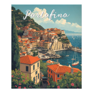 Vintage Style Portofino Genova Italy Photo Print